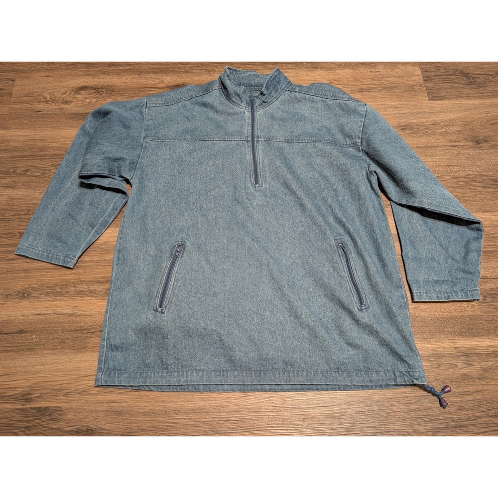 Lee Valley Ireland Denim 1/4 Zip‎ Pullover Jacket Blue XL